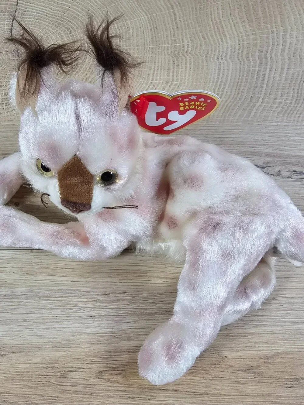 Ty Beanie Babies Tracks Lynx Bobtail Beanbag Plush Toy w/ Tags Vintage 2001